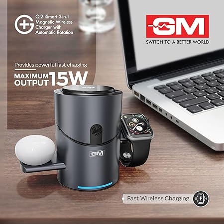 GM G Plus iSmart Qi2 3 In 1 Magnetic Wireless Charger