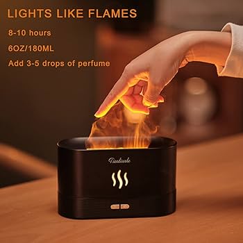 Flame Air Diffuser Humidifier,Upgraded Scent Diffuser for Essential Oils,Ultrasonic Aromatherapy,Fire Mist Humidi with 2 Brightness,Auto-Off Function for Room Home Office(Black)