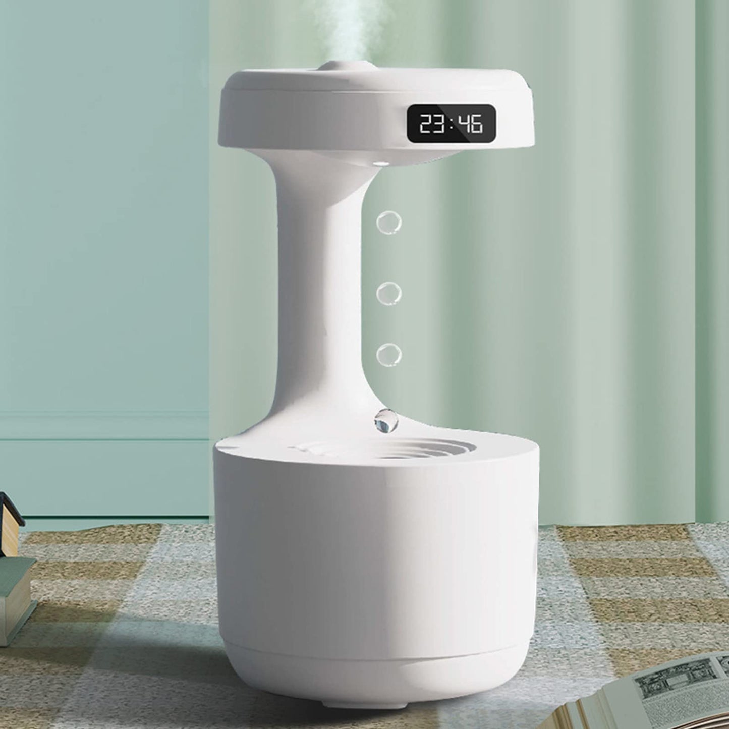 Experience Ultimate Relaxation with 800ml Cool Mist Humidifier | Anti-Gravity Air Humidifier | LED Clock Display | Aroma Diffuser & Night Light with 10-Year Warranty"